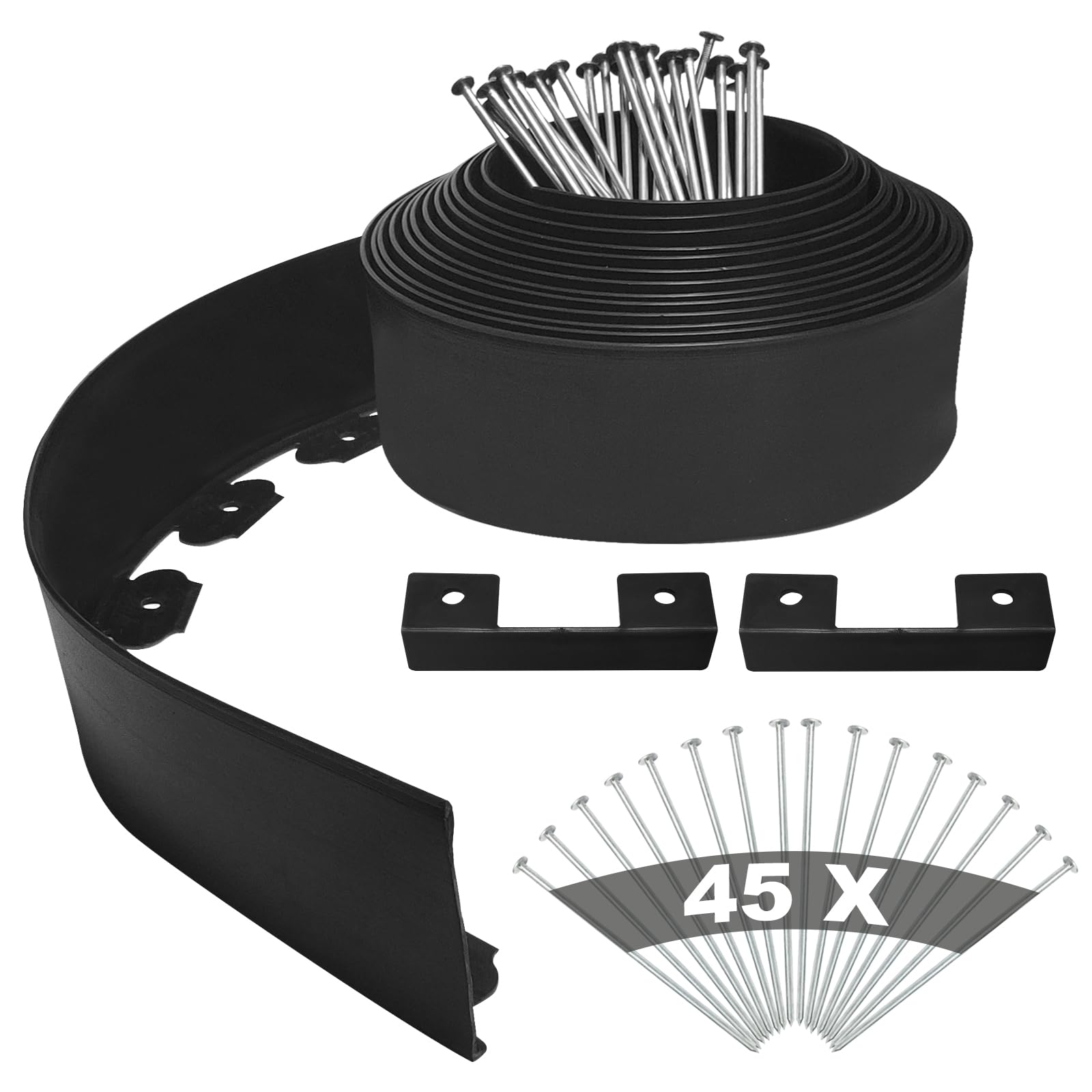 YEEBECA Rasenkante Kunststoff, 10CM Höhe 15M Länge Flexible Rasenkanten-Set zum Verschönern von Rasenflächen mit 45 Stahlankern 3MM Dicke