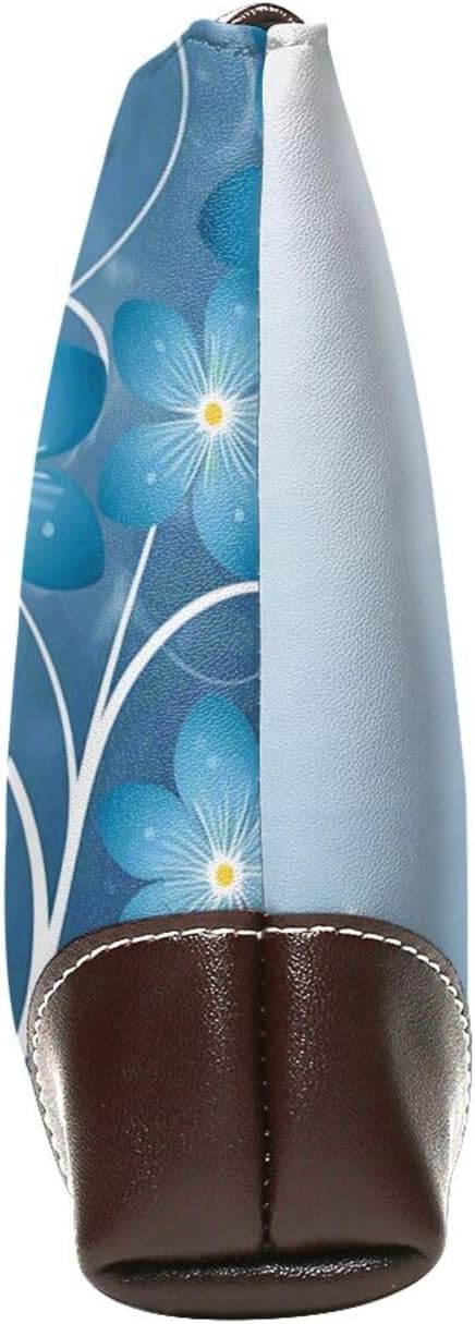 Blue Mini Flower Swirl Leather Wristlet Wallet Clutch Purse for Women Handbags Travel Credit Card Holder Phone Bags