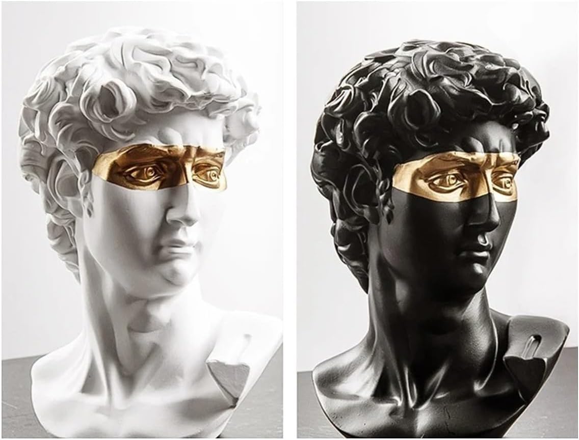 Queenbox 13.3in Beethoven Greek Resin Statue, Classic Roman Head Bust Sculpture Figurine for Art Home Office Ornament Collectible, White