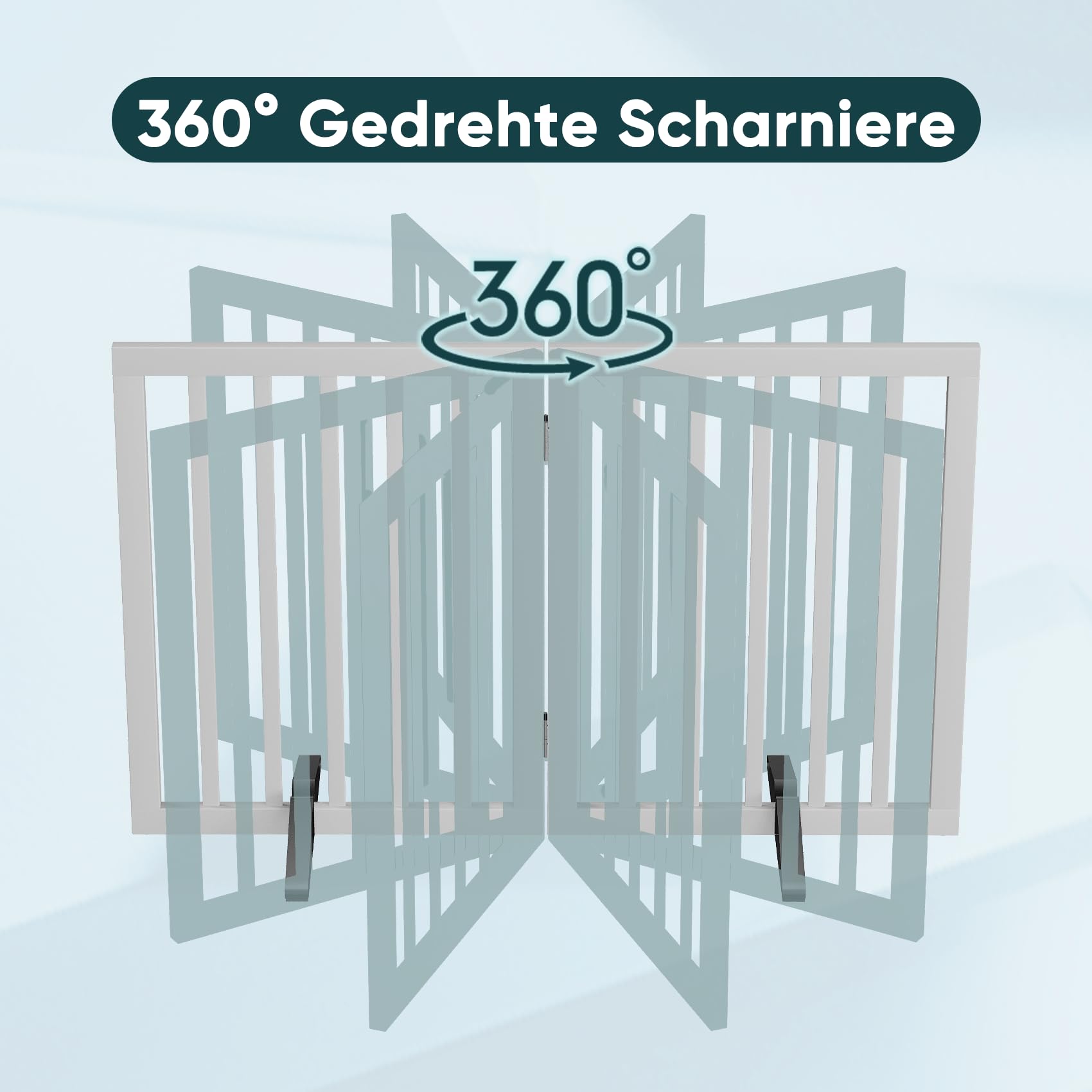 Semiocthome Freistehende Baby- & Haustiergitter aus Bambus, Hunde- und Katzengitter für Türen, Treppenschutzgitter für Welpen, Faltbare Sicherheitsgitter (Weiß, 2 Platten - 90cm Breit) - 5