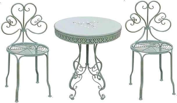 Folding Bistro 3-pc Table and Chairs Set,Rust-Resistant Patio Bistro Set Antique Finish, Weather Resistant Patio Table and Chairs,for Garden, Park,Yard, Patio, PorchGreen