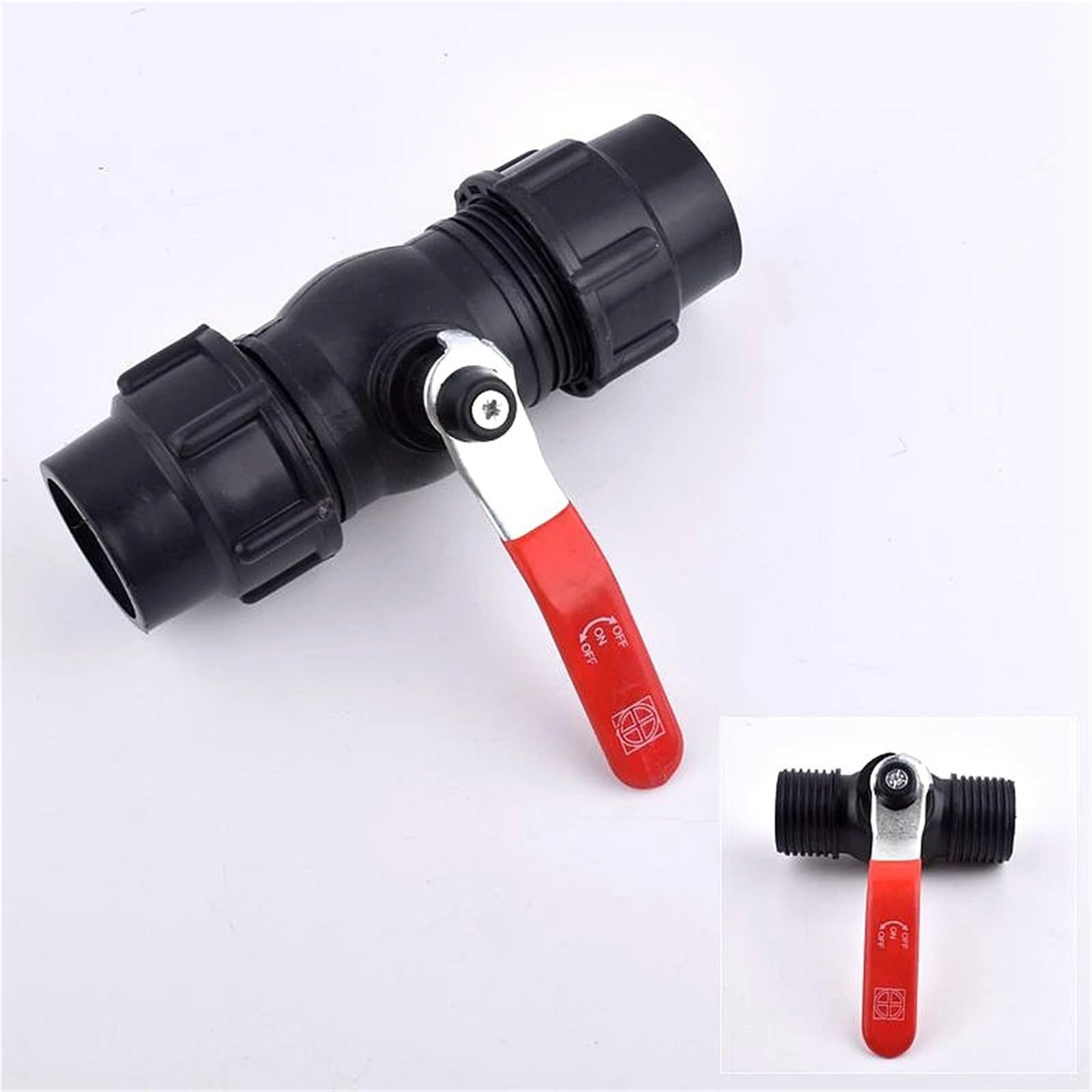 Valvola a sfera in PE ID 20-63 mm, connettore rapido diretto per irrigazione da giardino, sistema di irrigazione per tubi dell'acqua di controllo (chiave ID 25 mm)