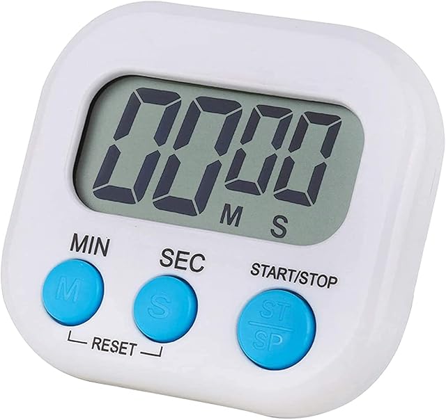 Magnetic Kitchen Timer Clock Digital Visual Timer Bright Display Count-Down & Stopwatch - Loud Beep Sound Multipurpose Timer (White)
