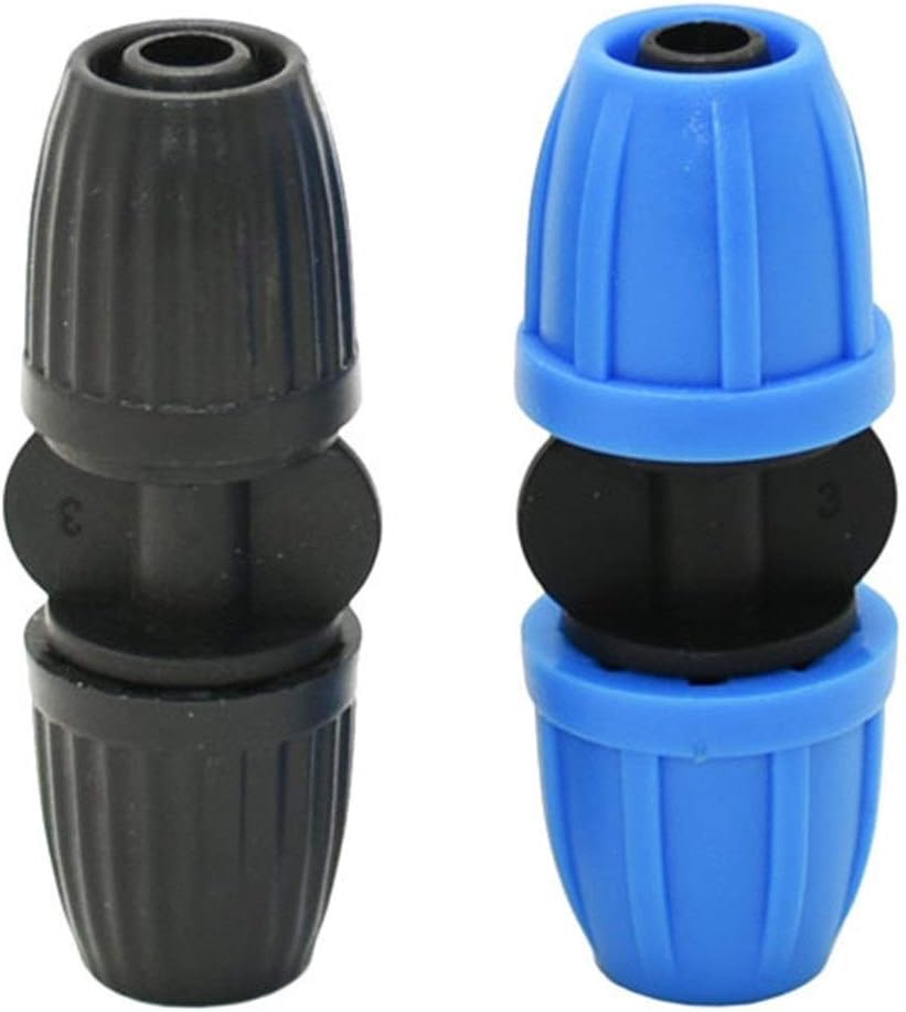 Household Hose Adapter 3/8" 2 Pass Barbed Connector with Lock Nut 8/11 Hose Two-Way Connector for 3/8" Water Pipe Joint 5Pcs/Black