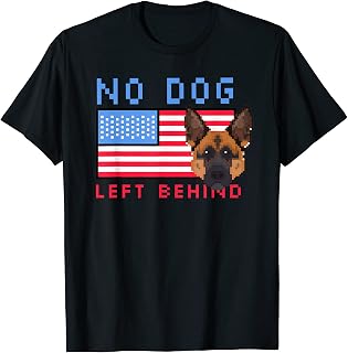 No Dog Left Behind Military Service Dog Pixelate Style T-Shirt for Men Women Kids
