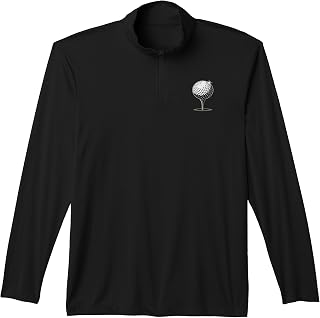 Simple Minimalist Golf Ball on Tee Golf Enthusiast Golfer Performance Quarter-Zip Top