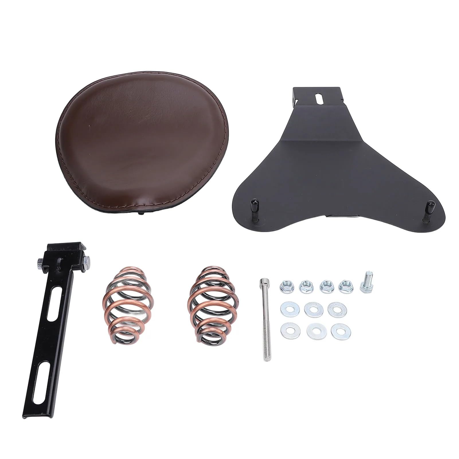 Motocykl Siedzisko Poduszka siedzenia motocykla z zestawem wsporników sprężynowych sztuczna skóra mocne wsparcie pasujące do motocykla retro(Brown)