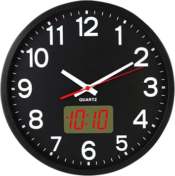 Wall Clocks Battery Operated,12 Silent Wall Clock,Analog and Digital,LED/LCD Digits Display