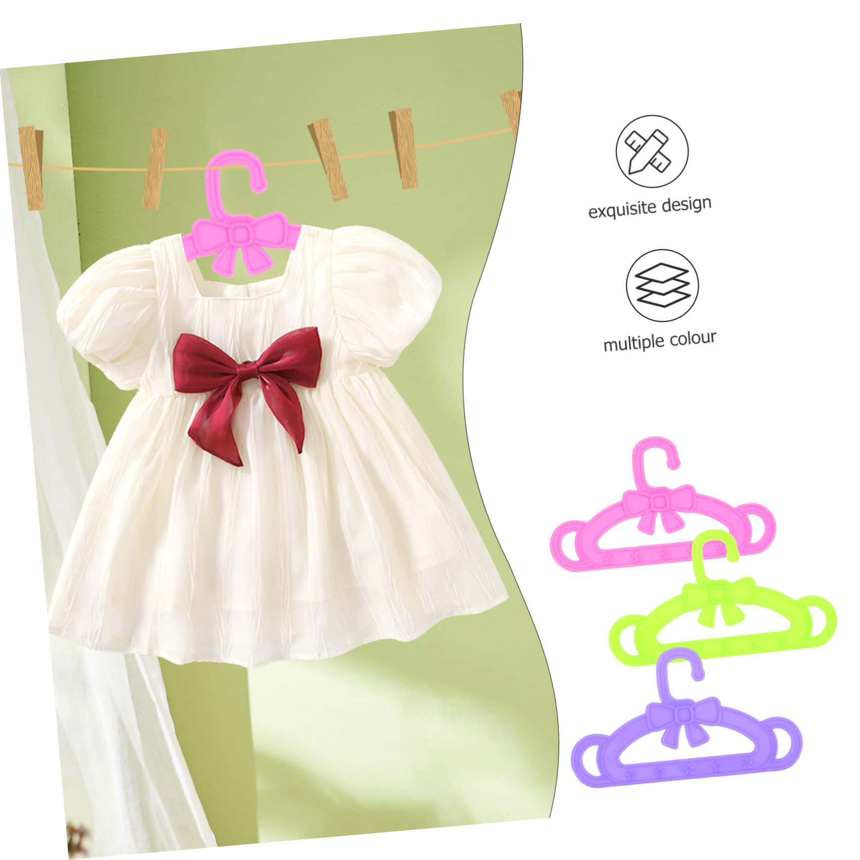 KONTONTY 15Pcs Doll Dress Hangers for Clothes Holders for Doll Accessories for Organizing and Displaying