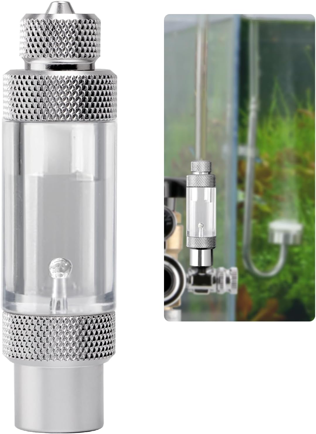 Aquarium CO2 Bubble Counter with Built-in Check Valve for CO2 Generator Regulator, Single Head