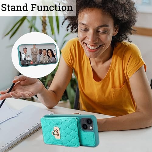 Miniatura 4 de KUDEX Funda cruzada para iPhone 14, funda protectora de cuero de lujo con correa de cordón extraíble, tarjetero con soporte para tarjeta de crédito