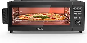 Air Fryer Toaster Oven Combo - Fabuletta 10-in-1 Countertop Convection Oven 1800W, Flip Up & Away Capability for Storage Space, Oil-Less Fit 12" Pizza, 9 Slices Toast, 5 Accessories (Black)