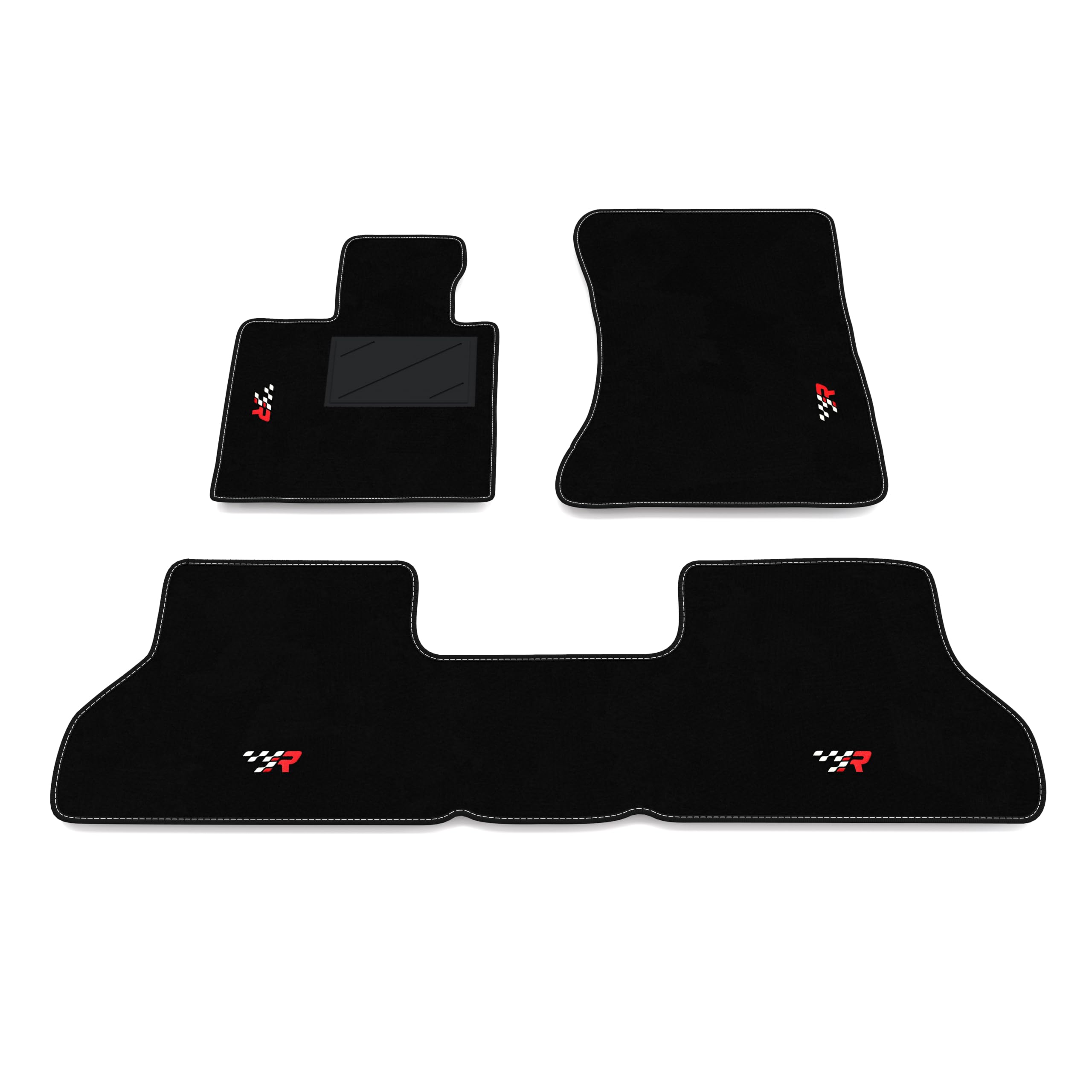 Set de Tapis de Voiture compatibles avec BMW X6 E71 2007-2014 - arrière uni | Tapis sur Mesure en Moquette, Broderie R Racing, sur Mesure