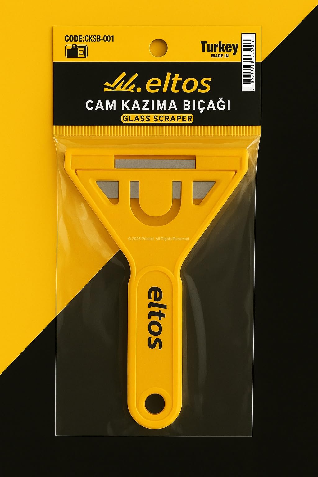 Eltos Cam Kazıma Bıçağı, Plastik, Çelik Uçlu, Ergonomik Saplı, Etiket ve Boya Kalıntısı Temizleyici, 70mm Bıçaklı, Cam Temizliği, Mermer Temizliği, Fırın ve Boya Temizliği için Kazıyıcı (1 Adet)