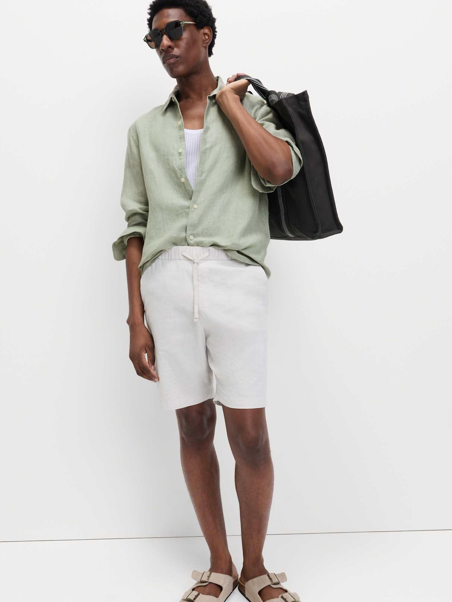 Marks & Spencer Camisa de Lino Puro para Hombre, Ajuste Normal, Transpirable