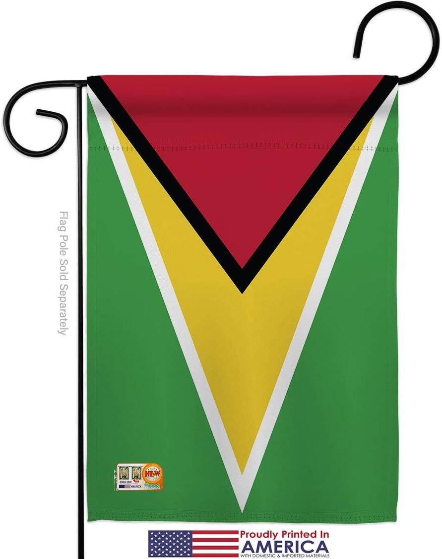 Guyana Garden Flag Set Wall Holder Regional Nationality Nation International World Country Particular Area Small Decorative Gift Yard House Banner Made In USA 13 X 18.5