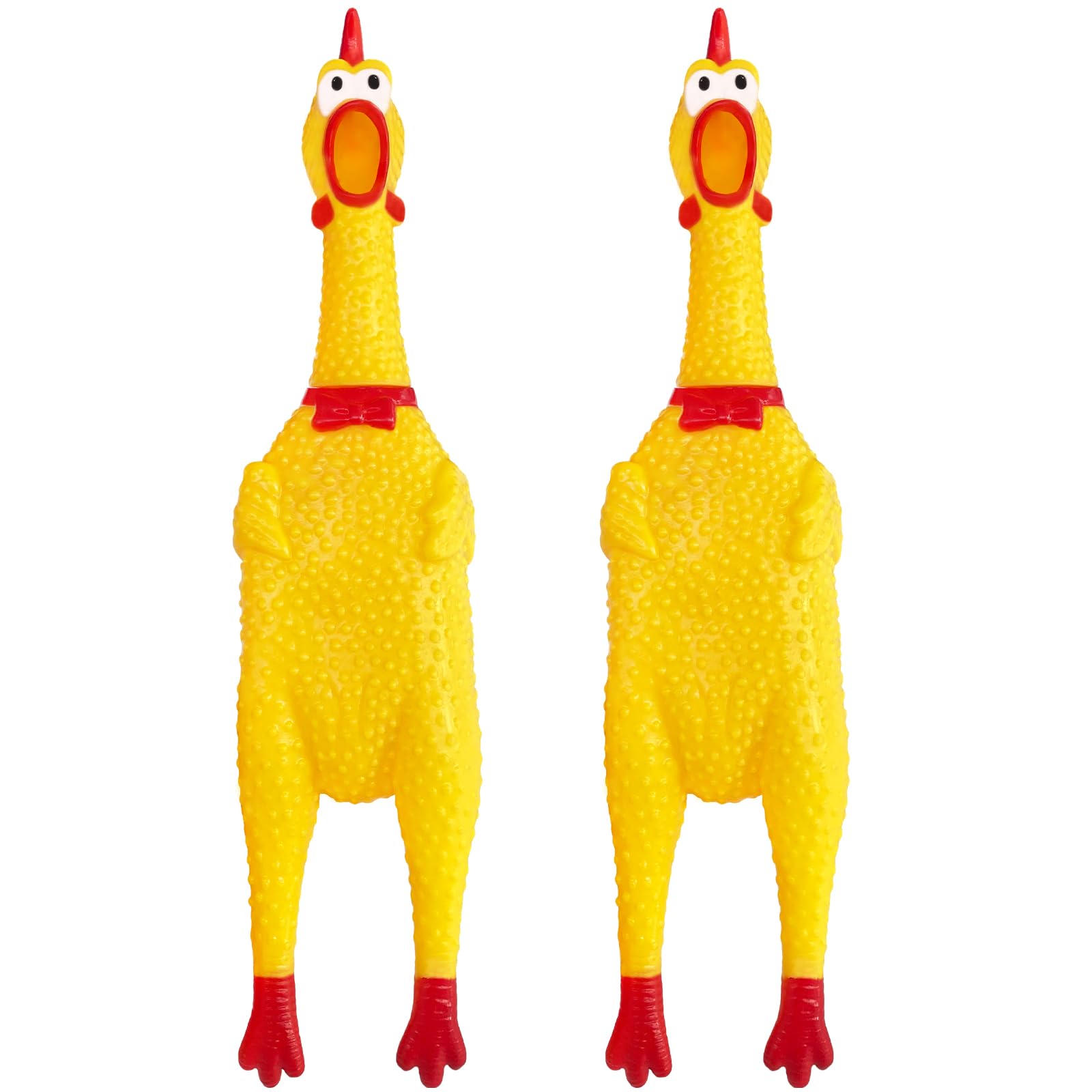 2 Pcs Large Rubber Chicken,Screaming Chicken Dog Toys,Yellow Rubber Squawking Chickens,Squeaky Chickens Toys,Prank Noise Maker Dog Toys 12 Inch