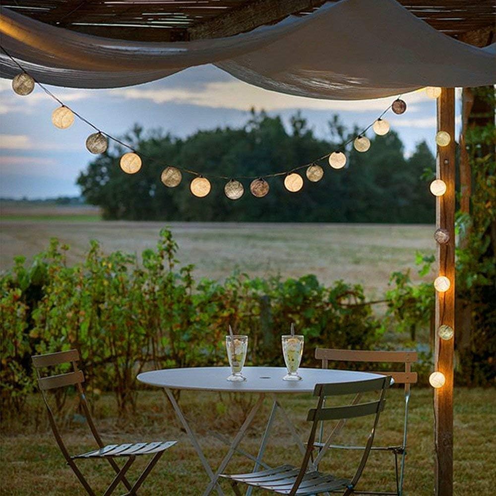 Ciskotu Ghirlanda Luminosa Cameretta Batteria, 3,3M 20 Sfere Cotone LED Catena Luminosa Interno, per Decorazione Della Luce Notturna Interna, Come Natale, Matrimonio, Festa, Stanza, Tenda