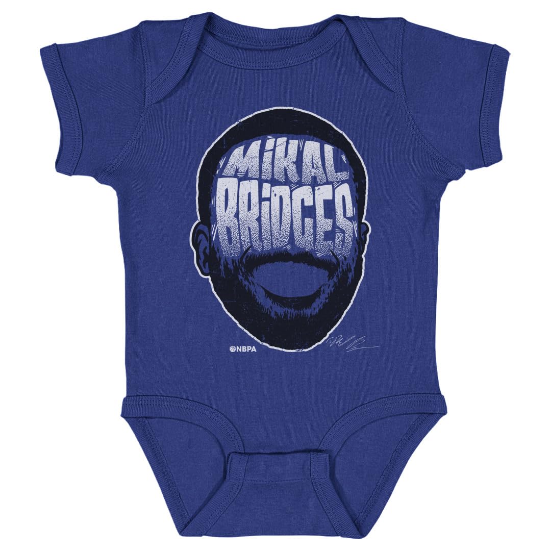 500 LEVEL Mikal Bridges One-Piece Infant Bodysuit - Mikal Bridges New York Player Silhouette WHT (Royal Blue, 12M)