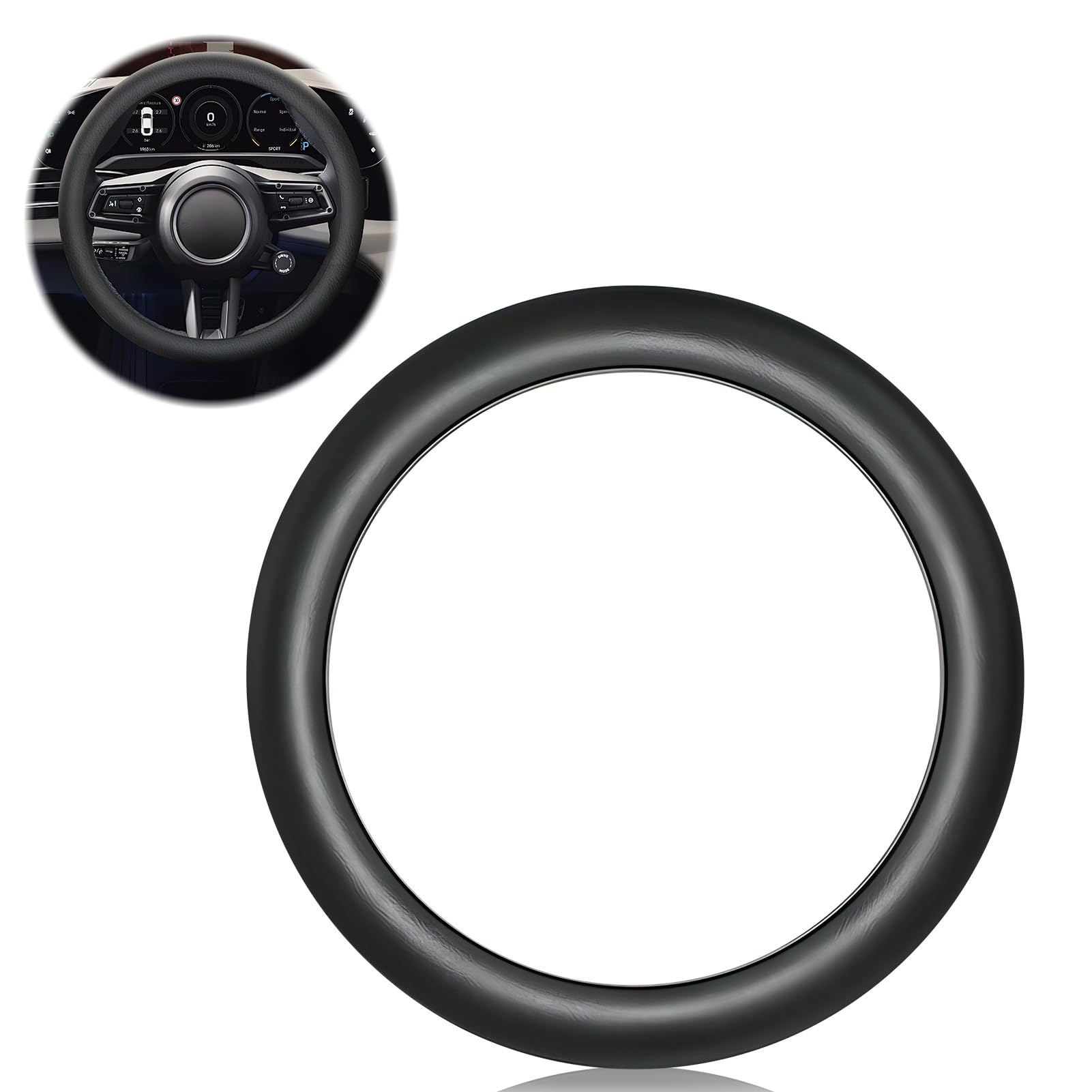 Coprivolante Auto In Silicone Morbido Universale - Nero, Per Volanti 32-40 Cm - Foto 9