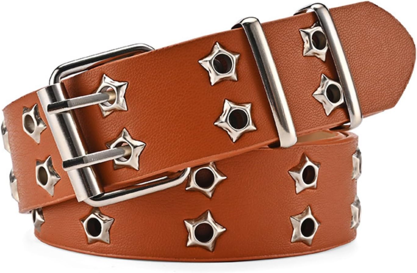Y2k Punk Belt for Women Men Jeans Y2k Accessories Star Double Buckle PU Leather Belt Fashion Goth Emo Grunge Clothes image 4
