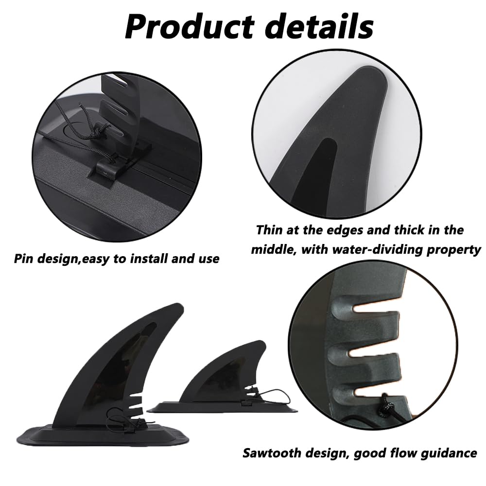 LOOEEL Lot de 3 ailerons de surf, palmes gonflables, 1 aileron central de 17,8 cm et 1 paire d'ailerons centraux de 10,2 cm avec base, aileron de quai amovible pour planche longue, pagaie, planche de