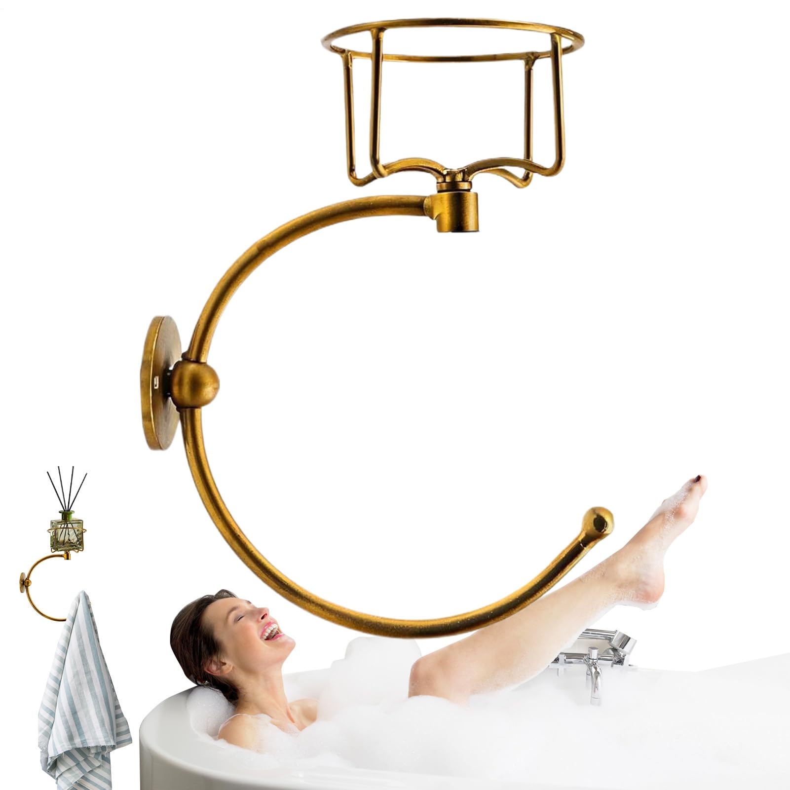 Toalla de Mano de Pared, Soporte de Toalla de Mano, Anillo de Gancho de Toalla de baño con Soporte de Velas, Estante Decorativo Elegante Creativo rústico para Amigos Hotel Hotel Kitchen Baith Centén