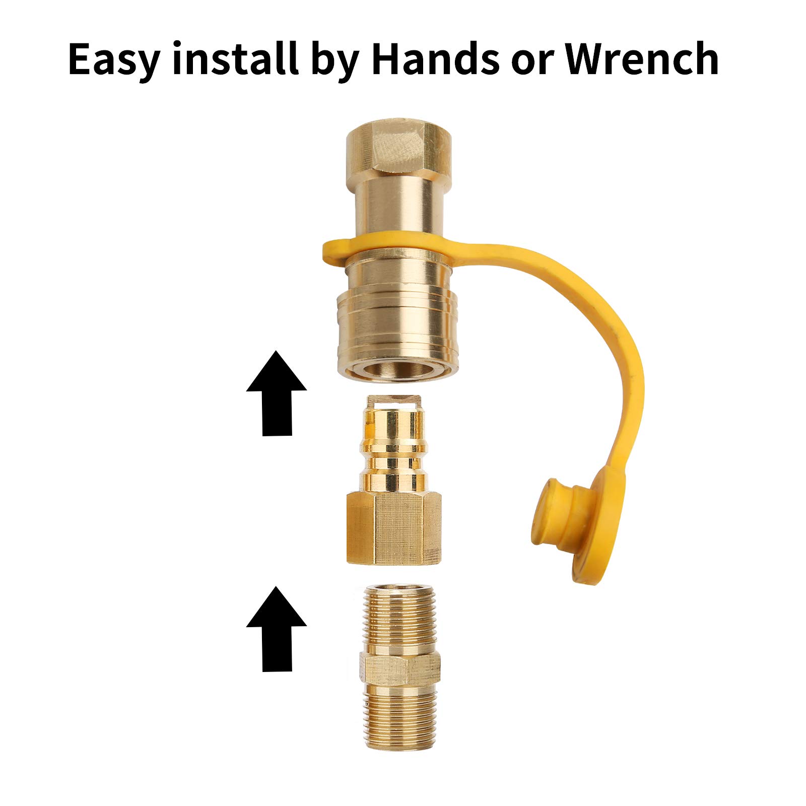 Accesorios de conexión rápida de gas natural de 3/8 pulgadas, kit de desconexión rápida de manguera de propano de gas LP, kit adaptador de conector rápido para parrilla de gas