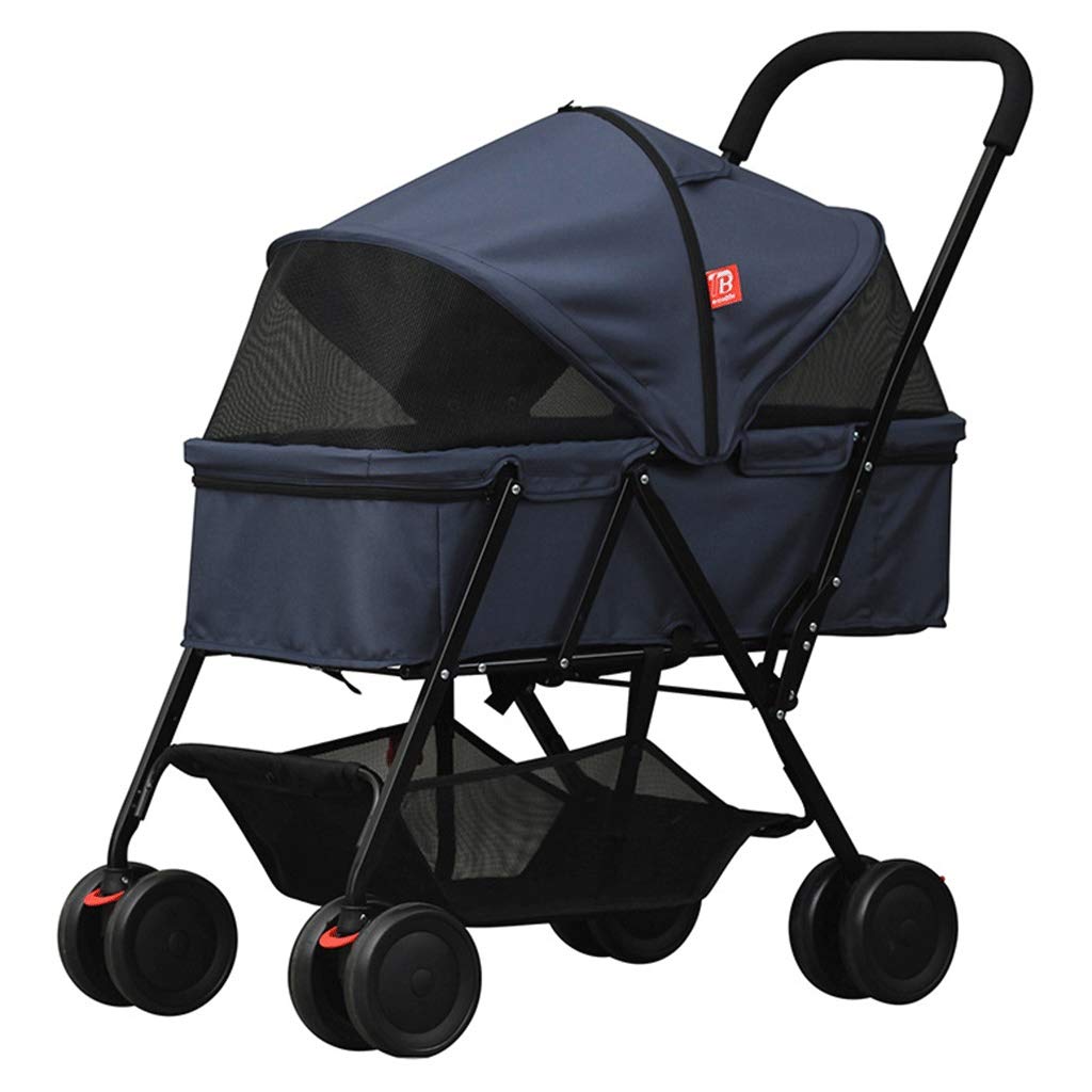 Cochecito Doble para Perros Cochecito para Mascotas Cochecito de Viaje para Mascotas Grande Carro para Perros Rodamiento Espacial Plegable Cochecito de Viaje para Mascotas de 25 KG (A)