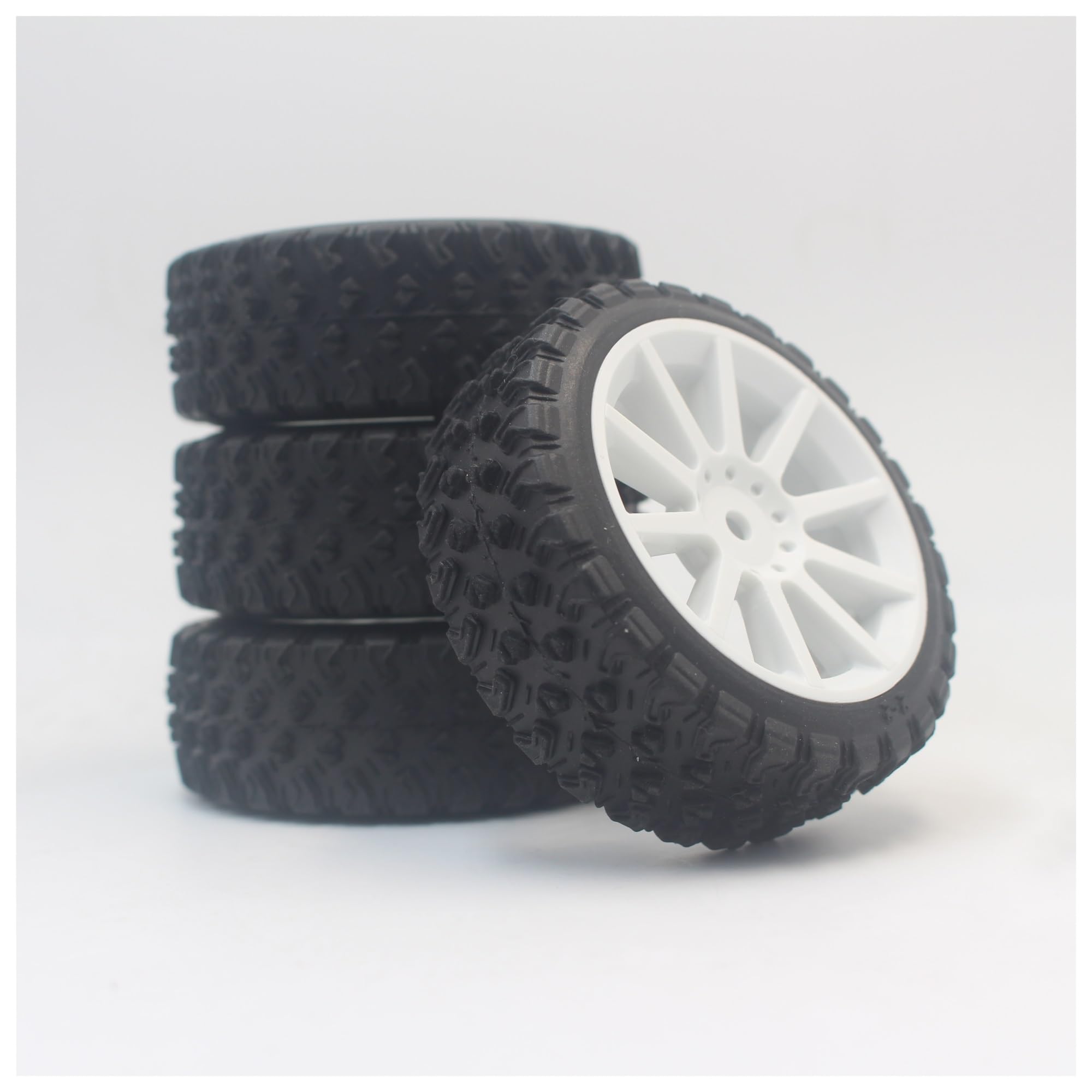 Rc Tire Jante pour 1:10 pour Rallye pour Touring 1/16 pour Buggy 4 Pièces pour 1/10 pour Pneus for Rallye Pneu Jante W10S1 (Matériau Blanc) 0 Mm Décalage Convient