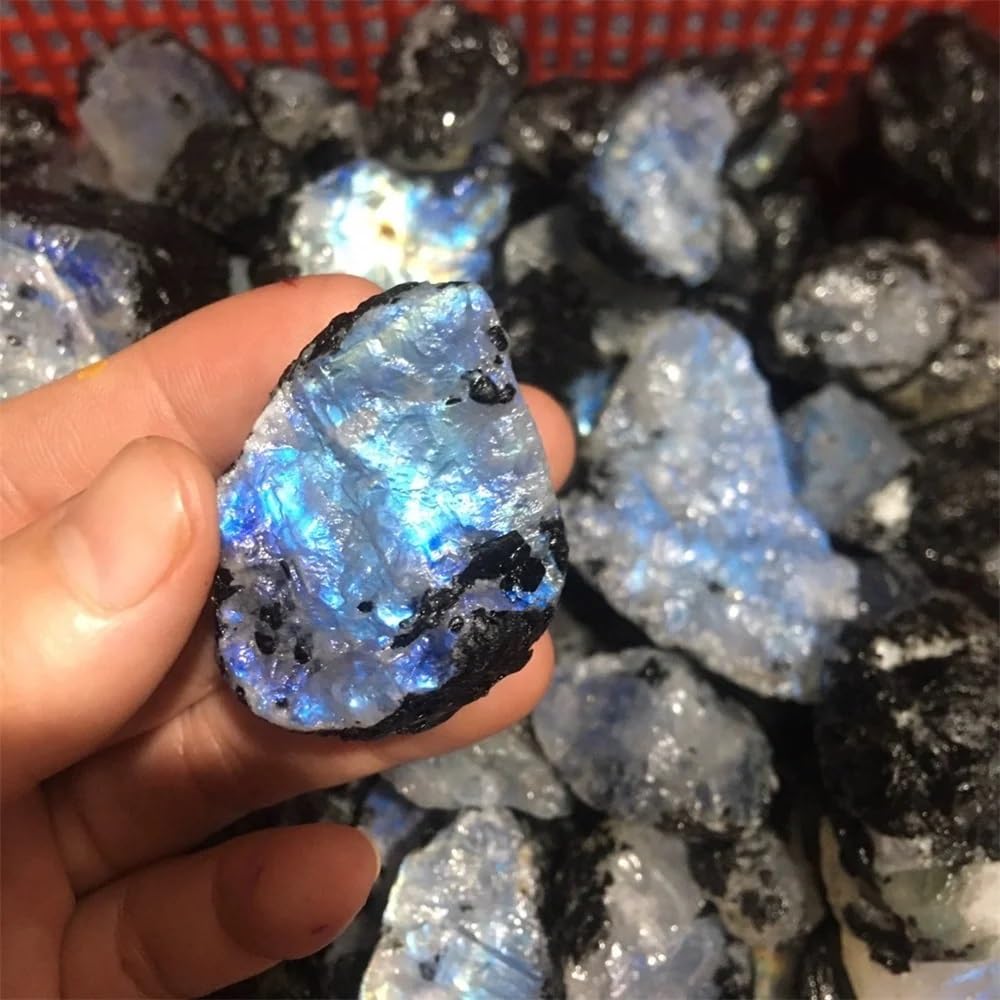 QINGQI Pietra Naturale Cristal Naturale Bianco Pietra di Luna Minerale Ghiaia Acquario Vaso di Fiori paesaggistica Decorazione al Quarzo Chakra(260-300g)