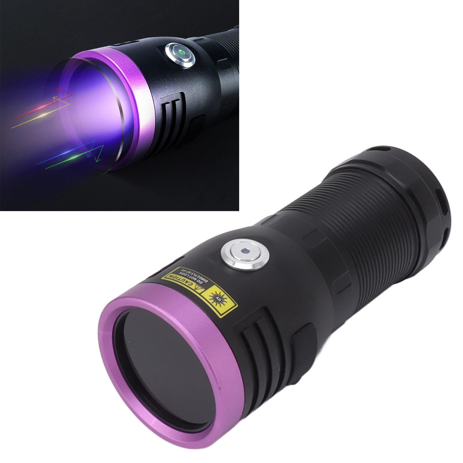 Pssopp Torcia UV 365nm Lega di Alluminio Luce Nera 60W 3 LED USB C