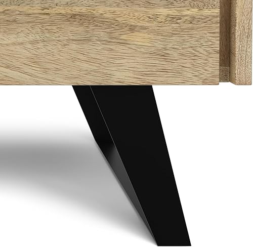 Miniatura 138 de SIMPLIHOME Lowry - Mesa auxiliar cuadrada de madera de acacia maciza y metal, de 22 pulgadas de ancho, moderna, industrial en marrón envejecido café