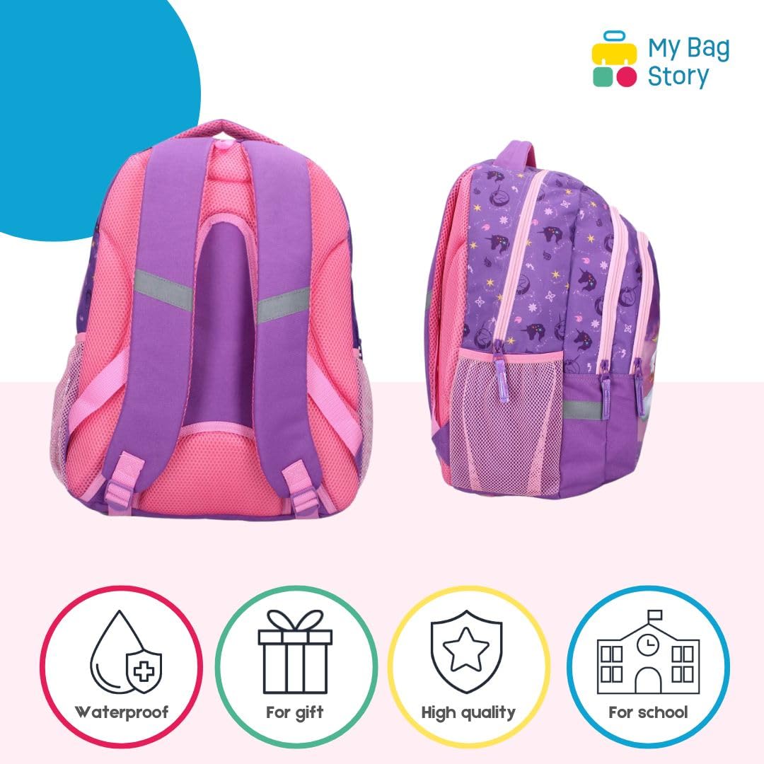 mybagstory Zaino da ragazza Unicorn Academy | Zaino da scuola Sophia e Wildstar Violet | 3 scomparti spaziosi con spallacci imbottiti, ideale per primaria e tempo libero dai 6 anni