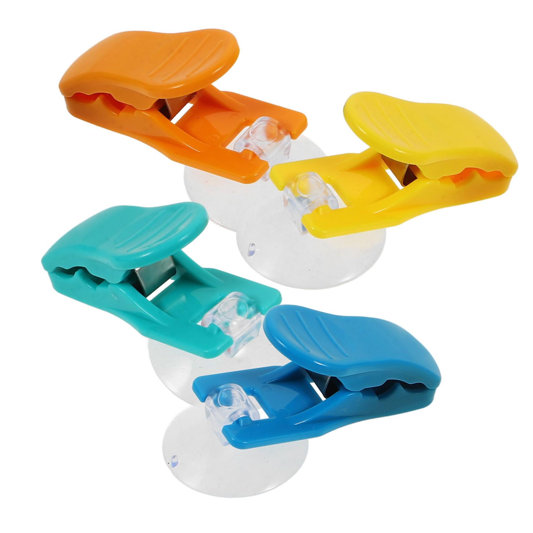 LABRIMP 4pcs Suction Cup Clip Towel Holder Multifunctional Hook for Bathroom Kitchen Small Size Reusable Plastic Clamp