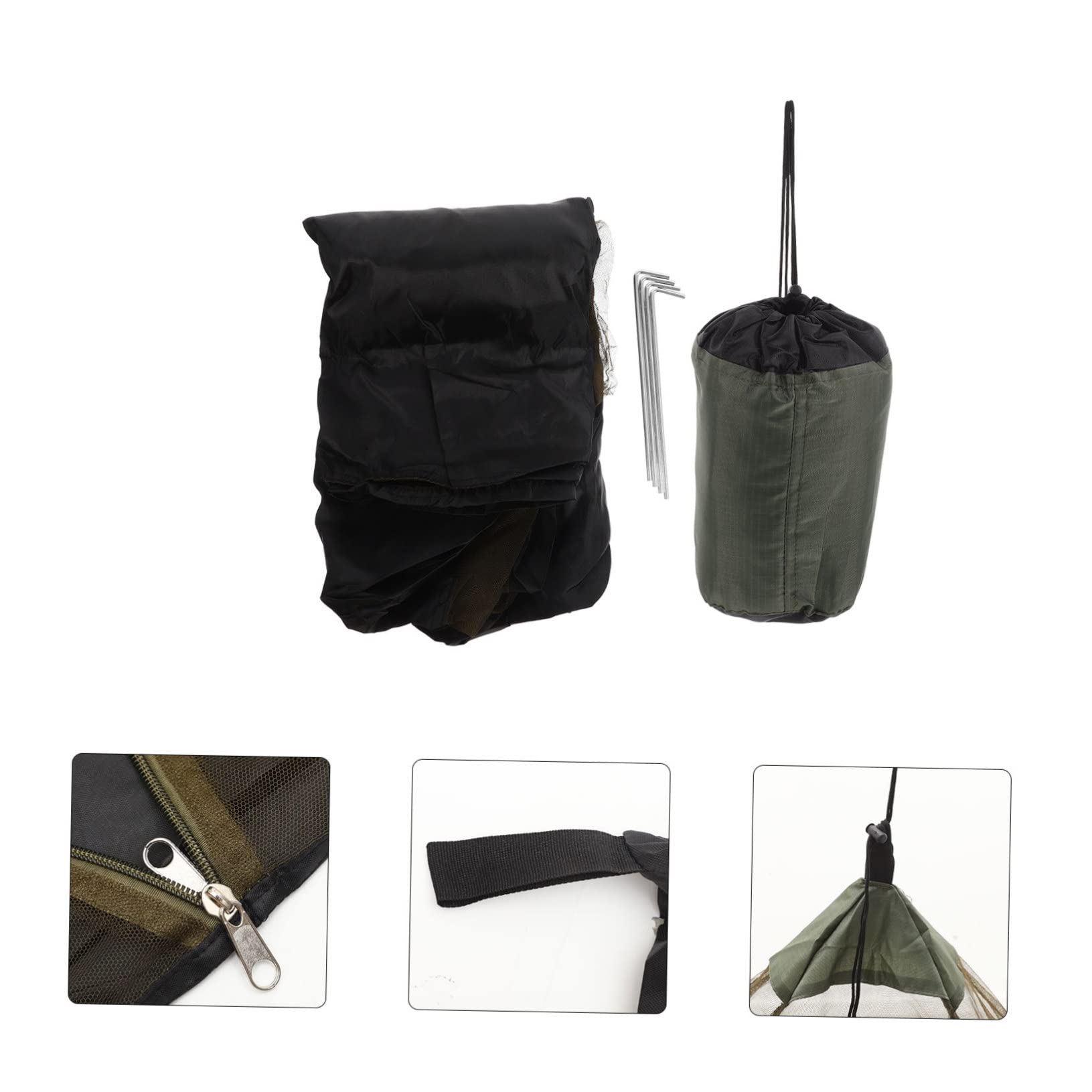 Mosquitera Camping Individual con Puerta de Cremallera Ligera y Portátil para Exterior con Piso y Clavijas de Sujeción para Acampada y Viaje