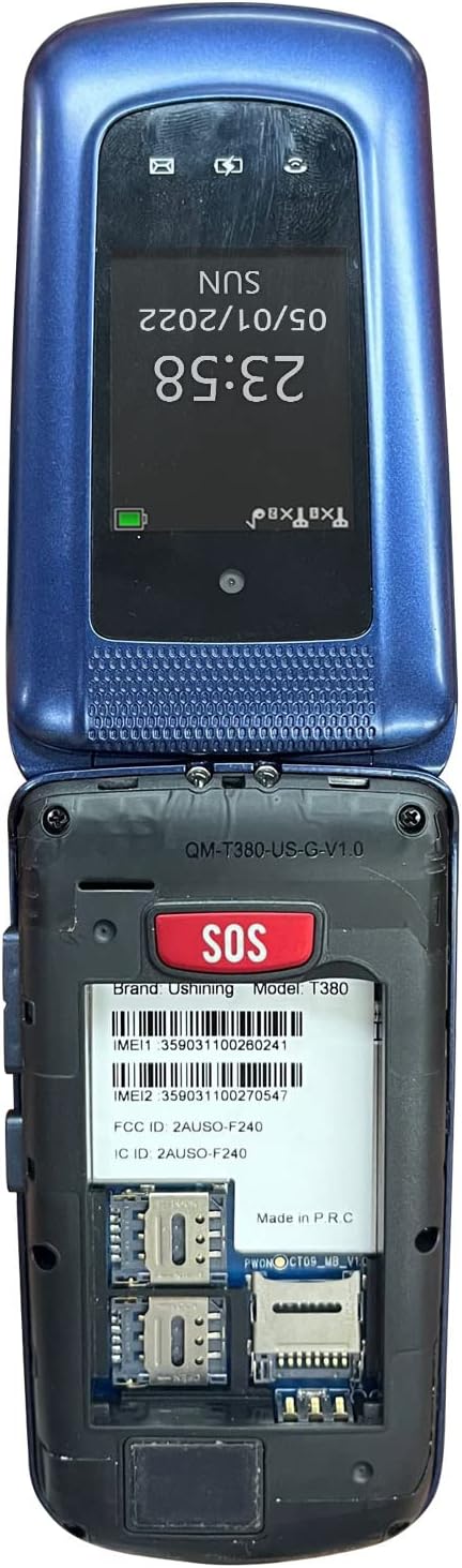 Back view of USHINING T380 phone showing SIM and SD card slots