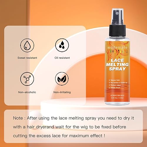 Miniatura 6 de Pelucas de encaje en aerosol para fusión y sujeción, 4.1 fl oz, extremo sin residuos, secado rápido, protección de bordes, adhesivo para el cabello