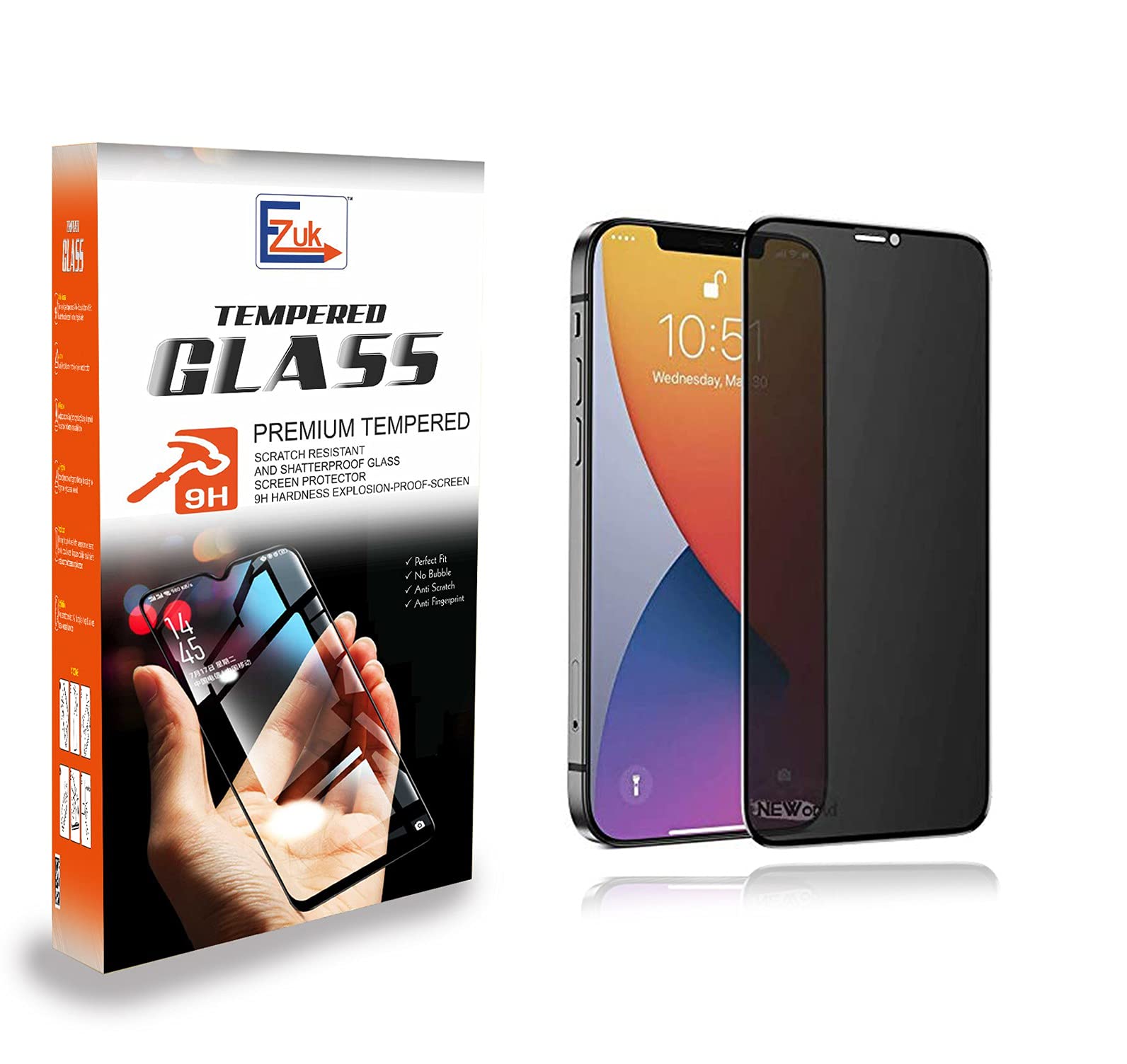 Privacy Screen Protector for Apple iPhone 12 Pro Max, [3D Touch] Anti Spy 9H Anti-Fingerprint Edge to Edge Full Coverage Tempered Glass - (Black)