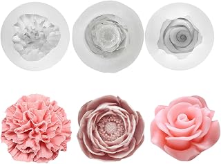 3 Stück Kerzen Formen Silikon Rosen Nelke Pfingstrose Silikonformen Gießformen Frühling Kerzen Kerzenformen zum Gießen Blumen 3D (Blume)