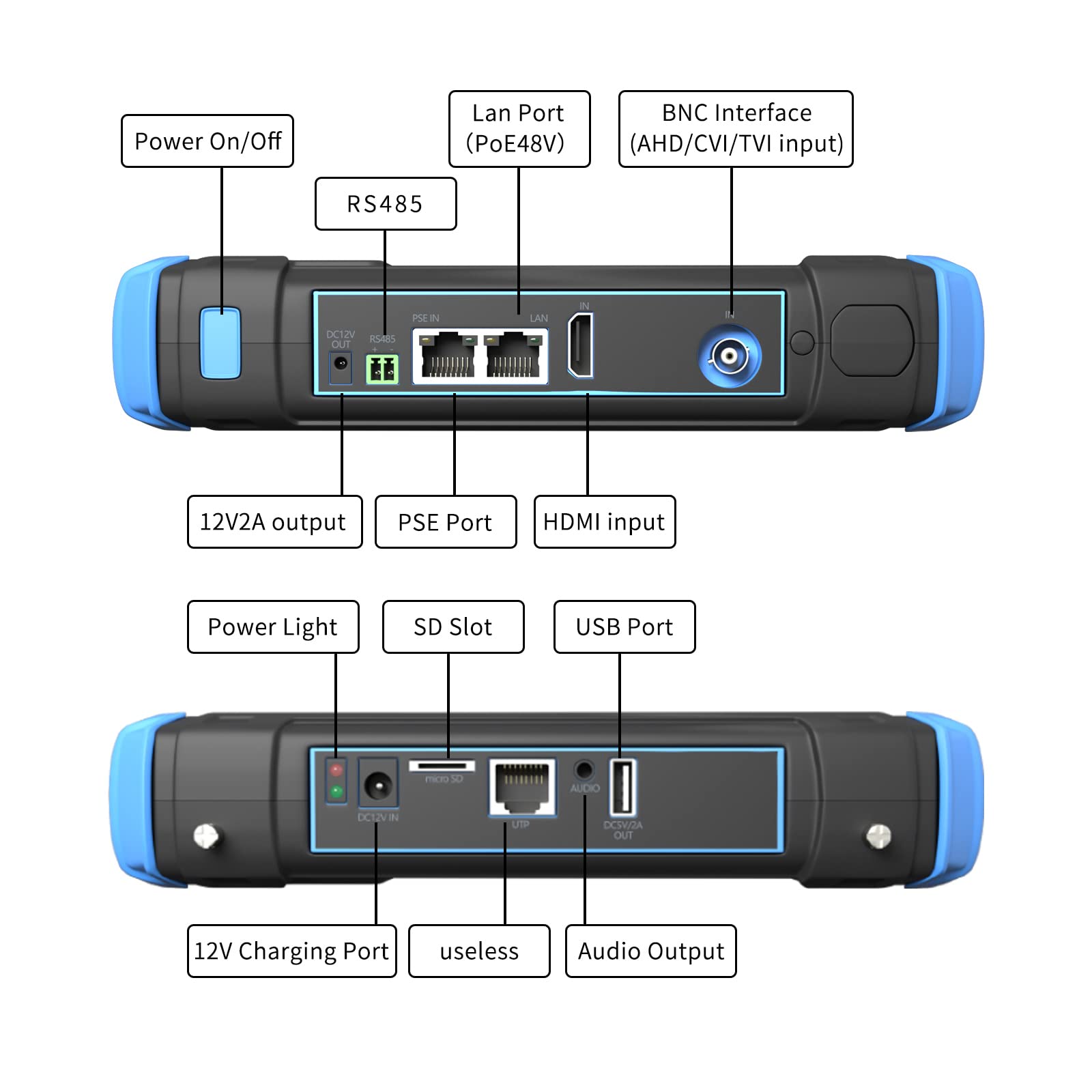 14,9 cm (5,5 Zoll) CCTV-Tester unterstützt bis zu 8K IP-Kameratest - AHD, TVI, CVI und CVBS analoger Kameratest-RJ45 Kabelpaar-Tester mit PoE/IP-Erkennung/HDMI-In/eingebautem WiFi/PTZ