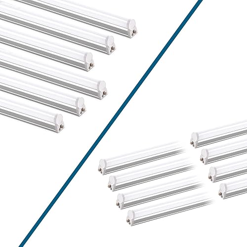 Barrina Paquete de 14 lámparas LED T5 integradas individuales, 4 pies, 2200 lm, 6500 K (blanco superbrillante), 20 W, luz de tienda de servicios