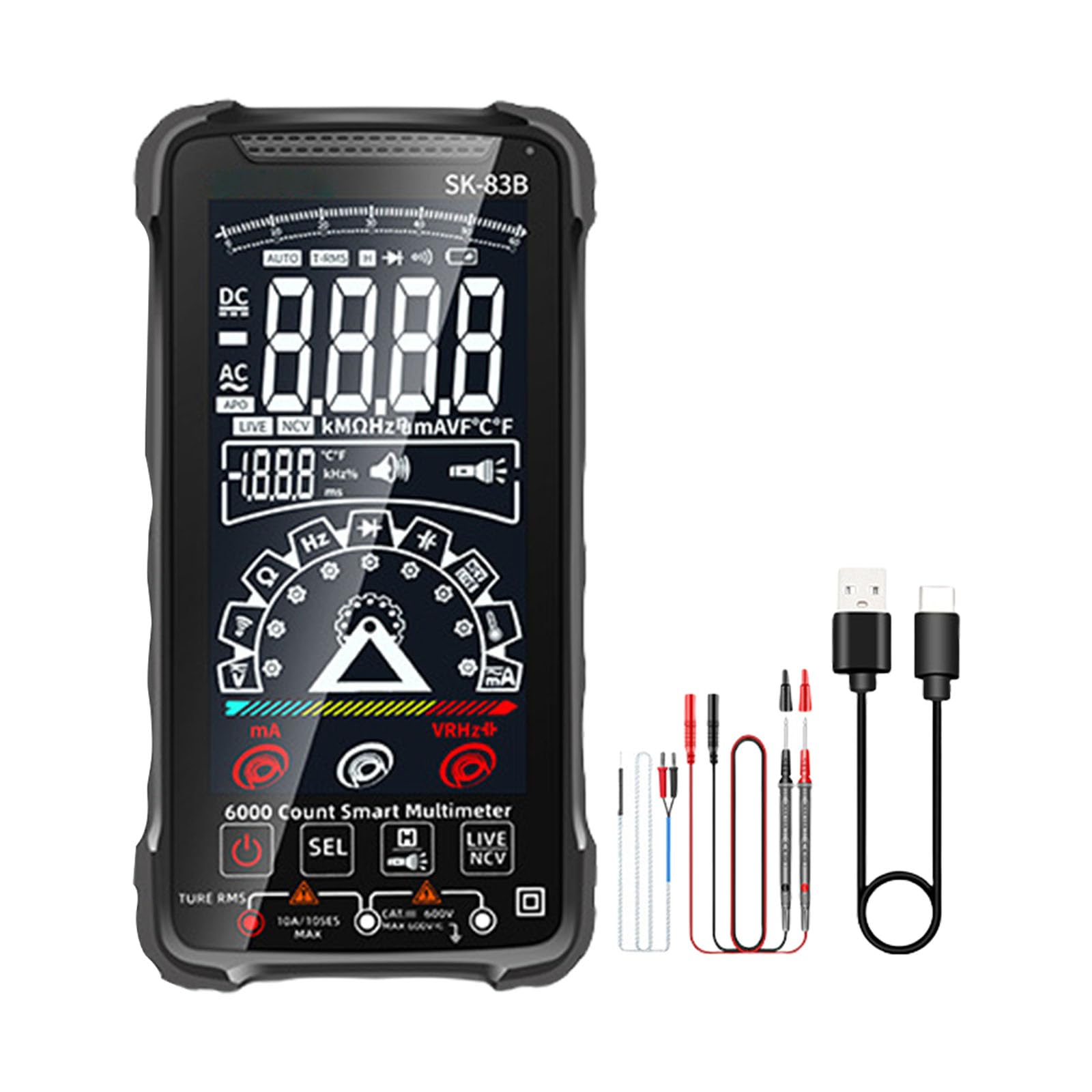 Rechargeable Multitester Touch Interfaces User Friendly Touch Control Multimeter for Multifunction Electrical Measurements Voltages Tester