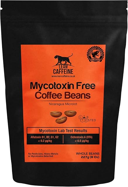 Lean Caffeine Nicaragua Coffee Beans | Super Clean Mycotoxin Free Bulletproof Coffee | Dark Roasted, Low Acid Keto Coffee - 227g