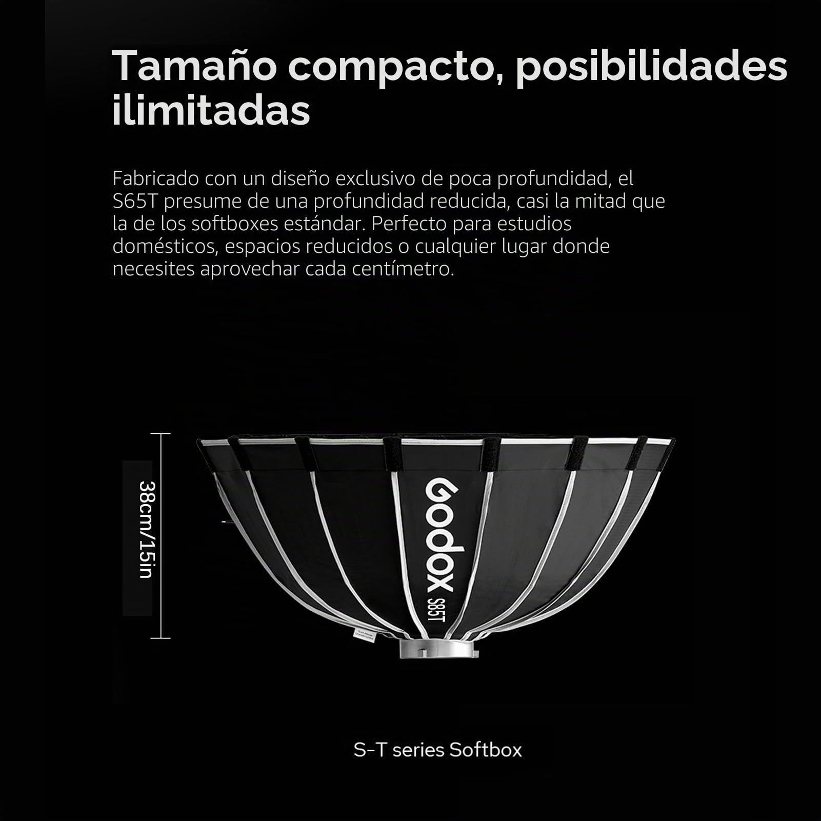 Godox S85T Softbox Tipo Paraguas de liberación rápida de 85 cm/33,5 Pulgadas, Softbox Plegable Desmontable con Soporte Bowen estándar y difusores para fotografía, Speedlite, Flash de Estudio, monoluz