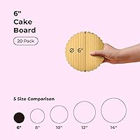 Vista 2 de Fit Meal Prep Paquete de 20 tablas para tartas, círculos redondos dorados de 6 pulgadas, círculos de pizza desechables, soporte de base para postres