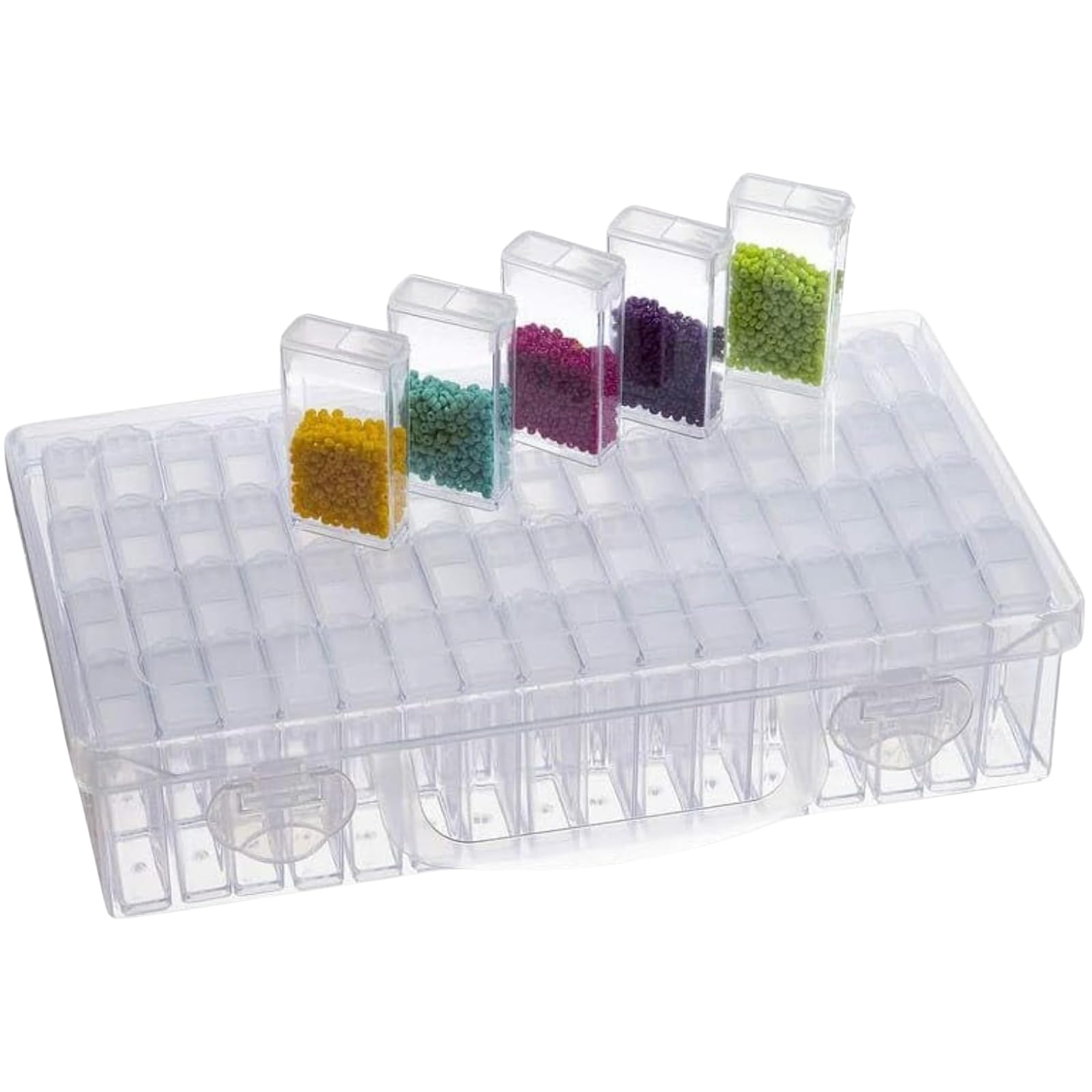 CLOUDTAIL CHOICE 64 Grids Diamond Painting Boxes, Clear Plastic Organizer Box, Embroidery Accessories Storage Container with Adjustable Dividers for Art Craft, Nail Diamonds, Bead Storage-image-9