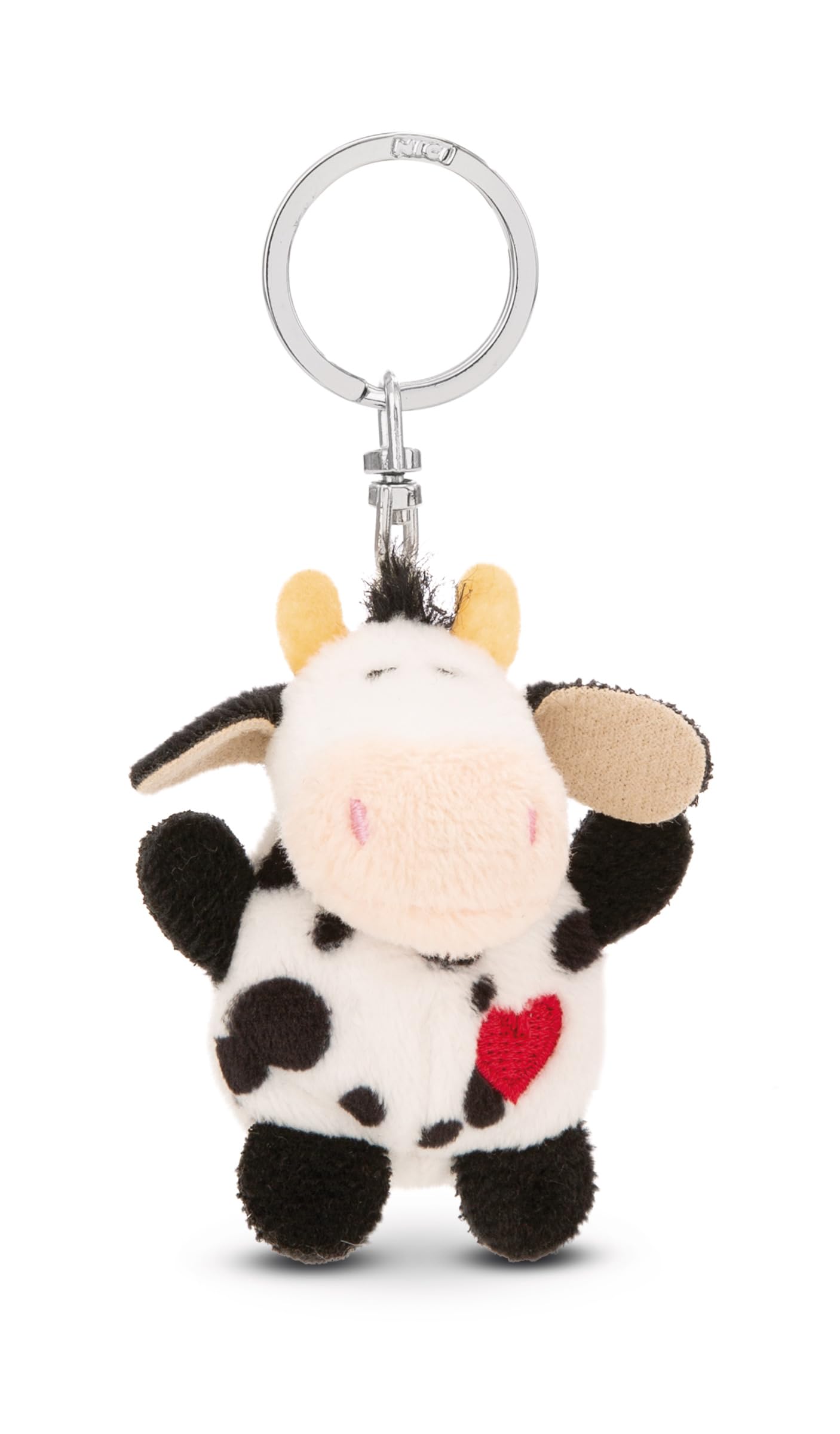 NICI Keyholder cow with heart 5cm - white - A loyal companion for backpacks or bags, keychain for key rings & key holders for all ages | 62074