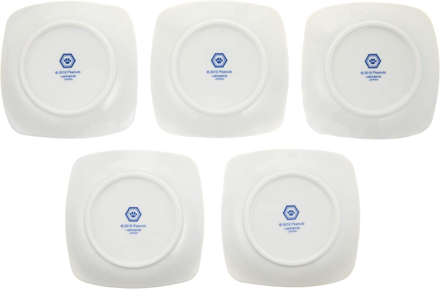 Snoopy Dyed Angle Plate, 5 Piece Set - White, Blue Box