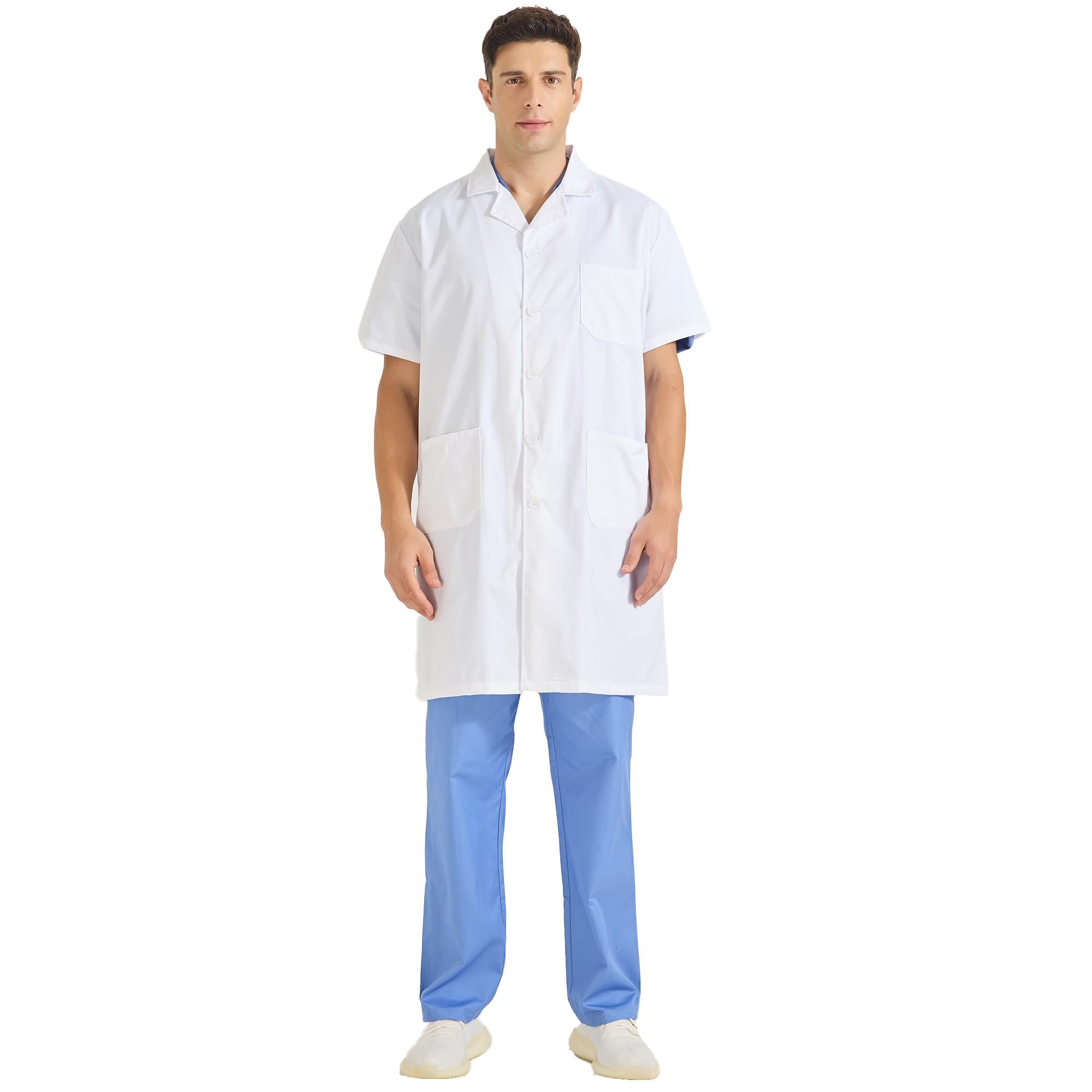 MISEMIYA Bata Laboratorio Unisex Blanca Medico Hombre
